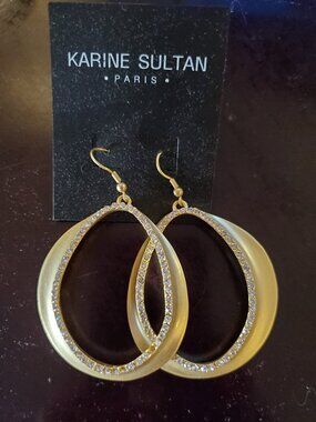 Karine Sultan Chloe Pavé Statement Drop Earrings Gold Tone